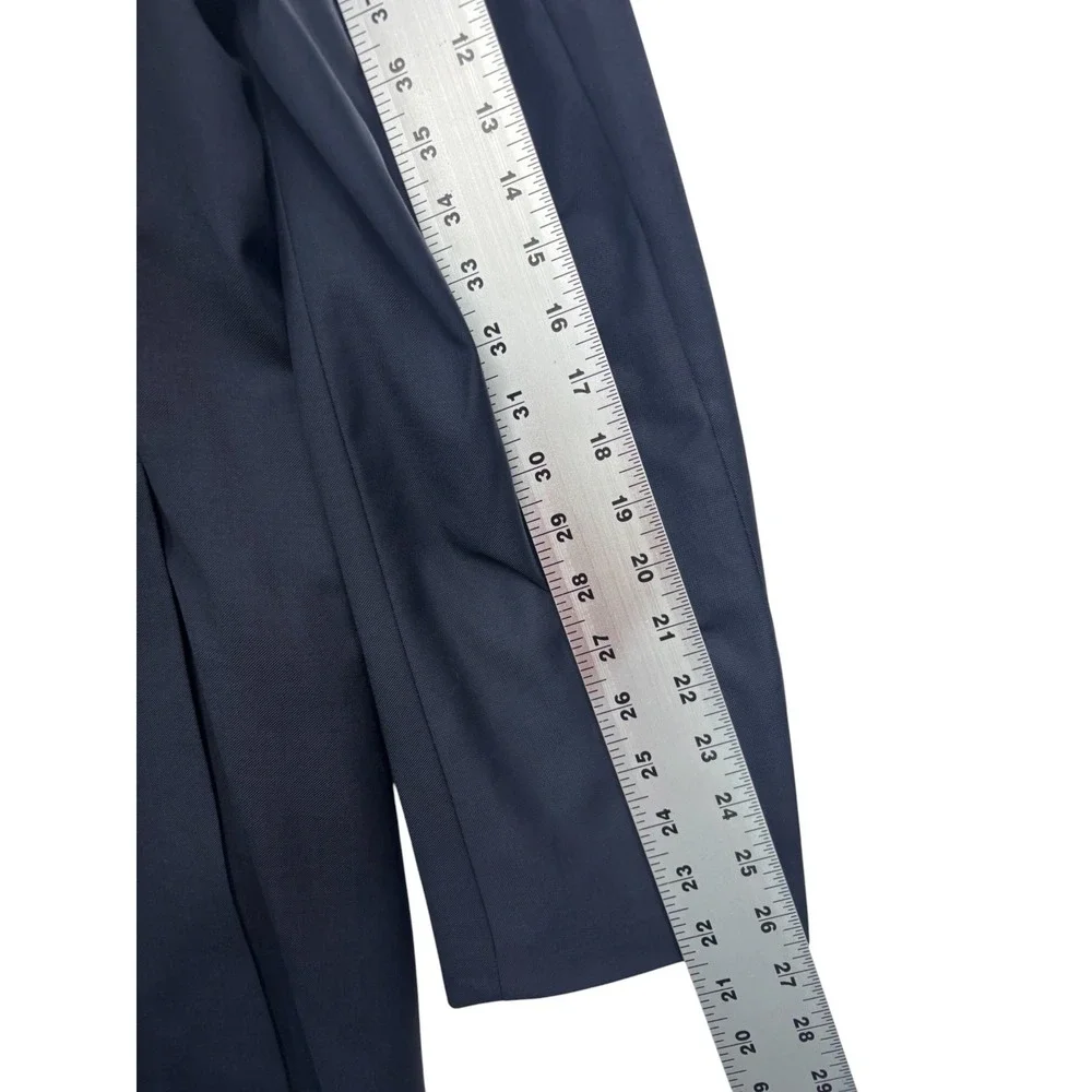 Hickey Freeman 46R 40x32 Navy Blue 2pc Pant Suit All Season Wool Flat Front USA